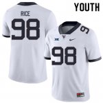 Youth West Virginia Mountaineers NCAA #98 Cam Rice White Authentic Nike Stitched College Football Jersey BH15W31FY